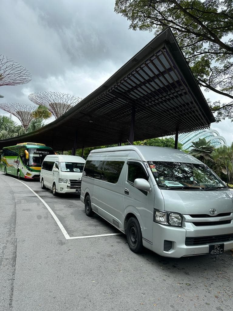 Mesa Travels vehicles at Gardens by the Bay, Singapore sightseeing transport